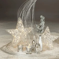 DecoWoerner Glas Vasen-Flaschen-Set 3 Stück 6,5 X 19 Cm silber