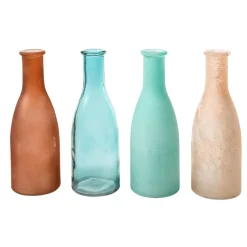 Sale DecoWoerner Glasvasen-Set 18 Cm Hoch, 4tlg., Türkis/sand mehrfarbig