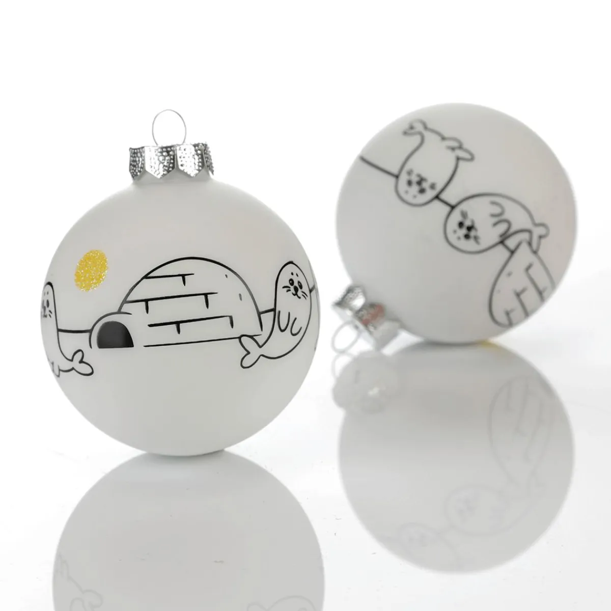 Discount DecoWoerner Glas-Weihnachtskugel "Arctic" 8 Cm, 12 Stück weiß