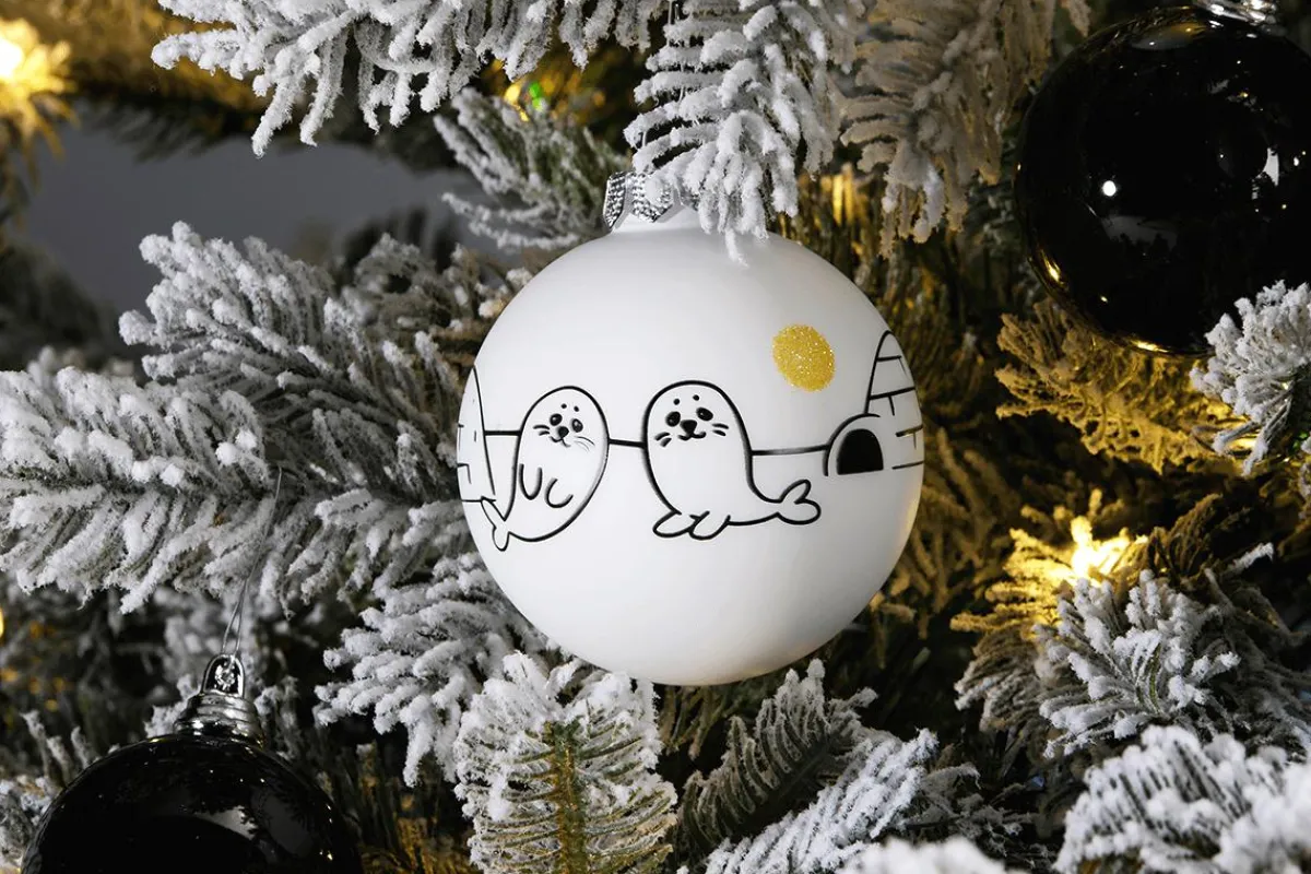Discount DecoWoerner Glas-Weihnachtskugel "Arctic" 8 Cm, 12 Stück weiß