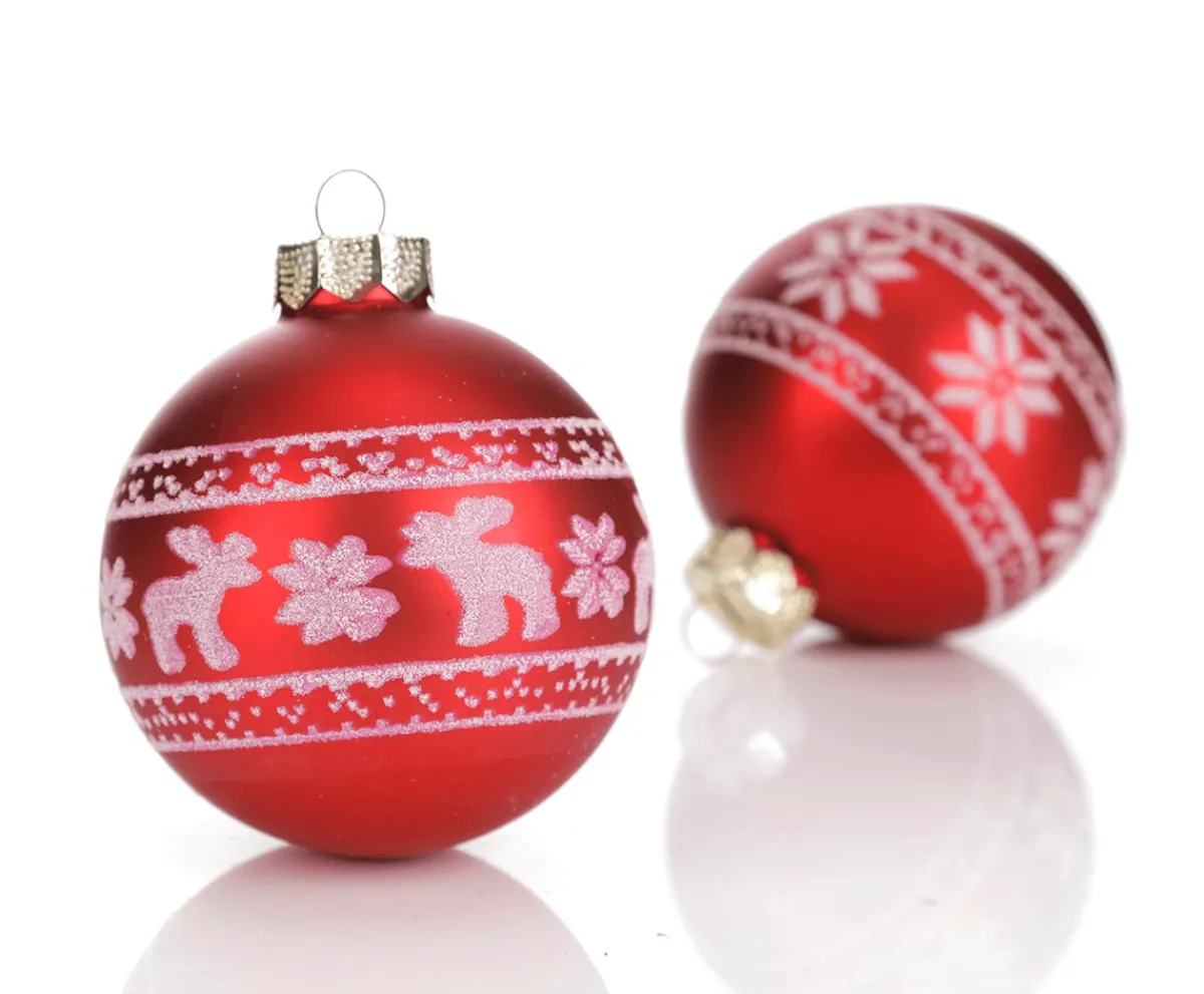 Discount DecoWoerner Glas-Weihnachtskugel "Nordic" 8 Cm, 12 Stück mehrfarbig