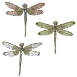 Clearance DecoWoerner Glitzernde Libellen Mit Clip 18 Cm, 3 Stück mehrfarbig