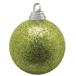 DecoWoerner Glitzer-Weihnachtskugeln In Limetten Aus Kunststoff, 6 Cm Ø – 6 Stück grün