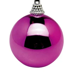 Clearance DecoWoerner Glänzende, Pinke Weihnachtskugeln Aus Plastik, 6 Cm Ø – 24 Stück rosa