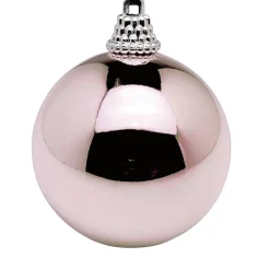 Hot DecoWoerner Glänzende, Puder Weihnachtskugeln Aus Plastik, 6 Cm Ø – 24 Stück rosa