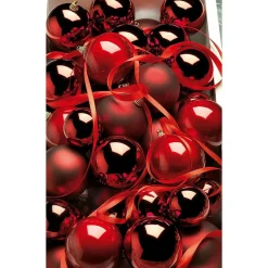 Hot DecoWoerner Glänzende, Weine Weihnachtskugeln Aus Plastik, 6 Cm Ø – 24 Stück rot