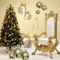Discount DecoWoerner ene, Glänzende Weihnachtskugeln Aus Schwer Entflammbarem Kunststoff, 6 Cm Ø – 24 Stück gold