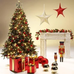 Discount DecoWoerner ene, Glänzende Weihnachtskugeln Aus Schwer Entflammbarem Kunststoff, 6 Cm Ø – 24 Stück gold