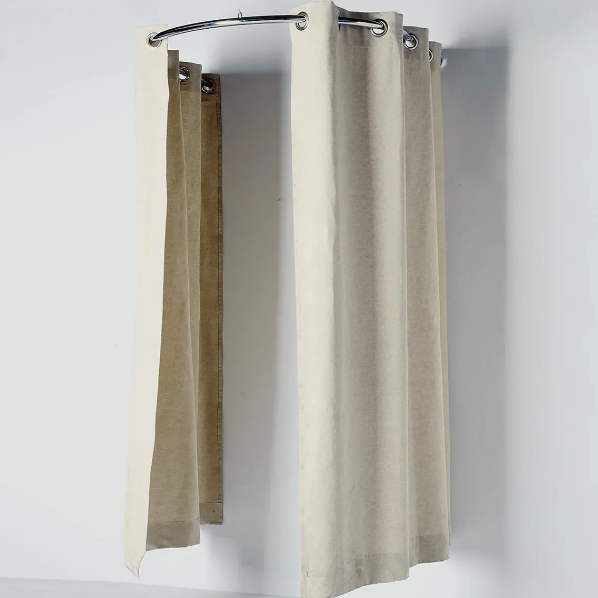 Online DecoWoerner Halbkreis-Kabinen-Vorhang, 200 Cm Lang, Beige braun