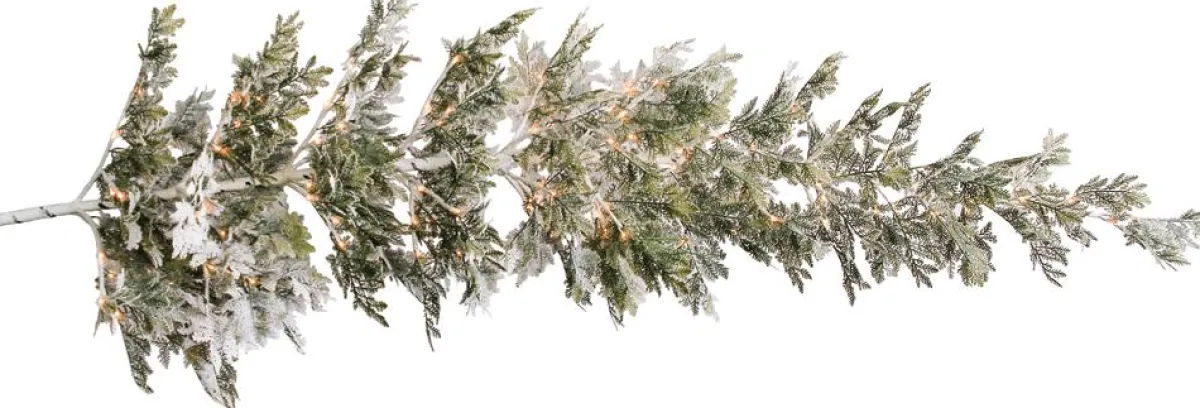 Discount DecoWoerner Hängender, Künstlicher Weihnachtsbaum Zeder Mit Beeisten Nadeln Und LED 300 Cm weiß