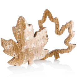 Best DecoWoerner Holz Deko Ahornblätter Set 2 Stück braun
