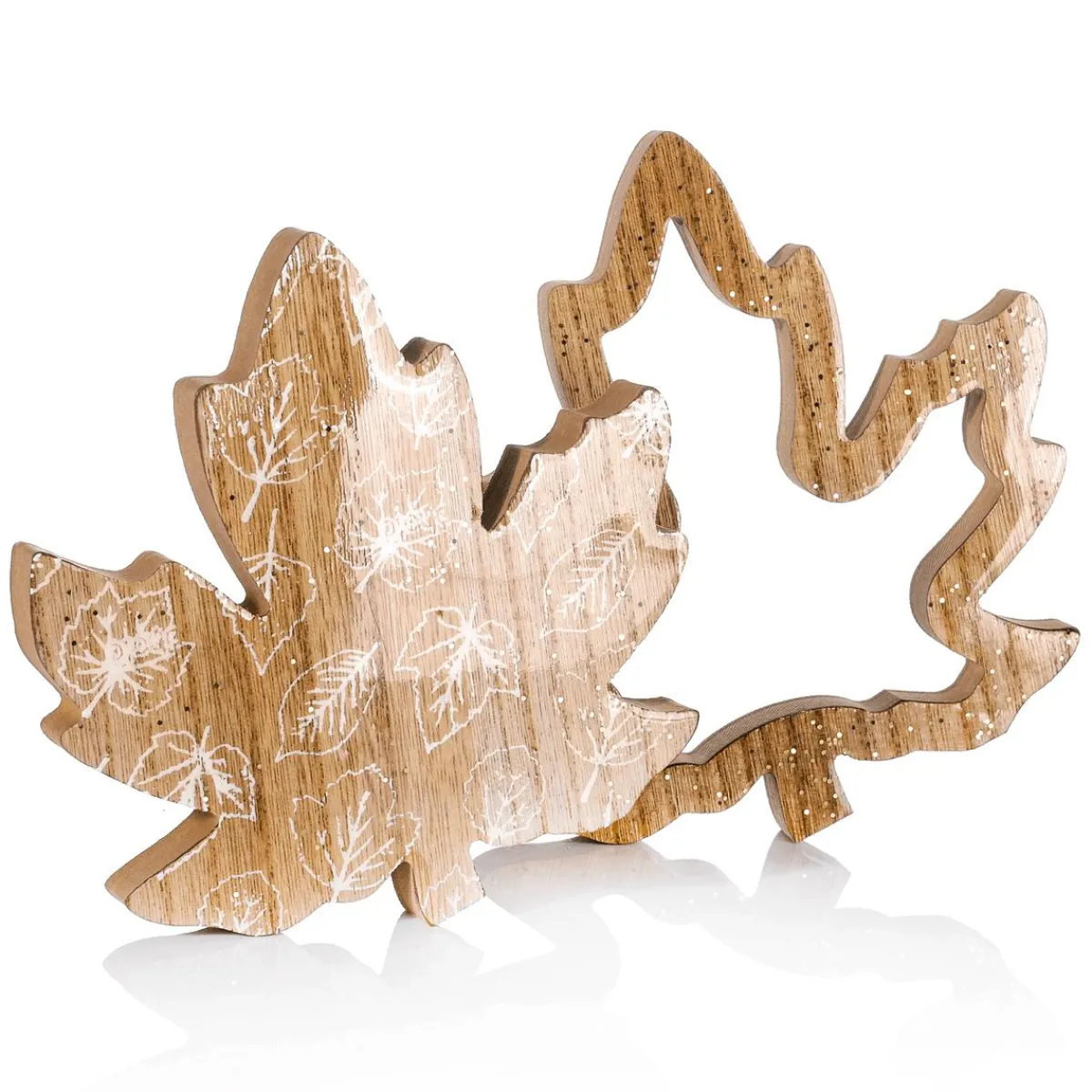 Best DecoWoerner Holz Deko Ahornblätter Set 2 Stück braun
