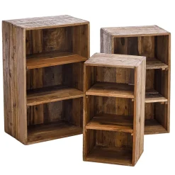 Best DecoWoerner Holz Deko Regale 3 Stück, 50 Cm, 65 Cm, 70 Cm Hoch Naturholz