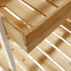 DecoWoerner Holz Marktwagen Schubkarre Mit Dach 2-stöckig Naturholz