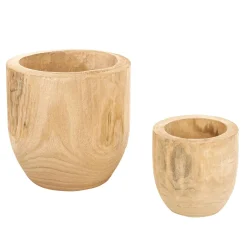Hot DecoWoerner Holz Pflanzenübertopf Set 16 & 26 Cm 2 Stück braun