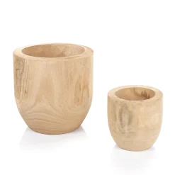 Hot DecoWoerner Holz Pflanzenübertopf Set 16 & 26 Cm 2 Stück braun