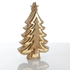 Clearance DecoWoerner Holz-Aufsteller "Tanne" 26 Cm Hoch gold