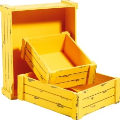Outlet DecoWoerner Holzkisten-Satz, gelb