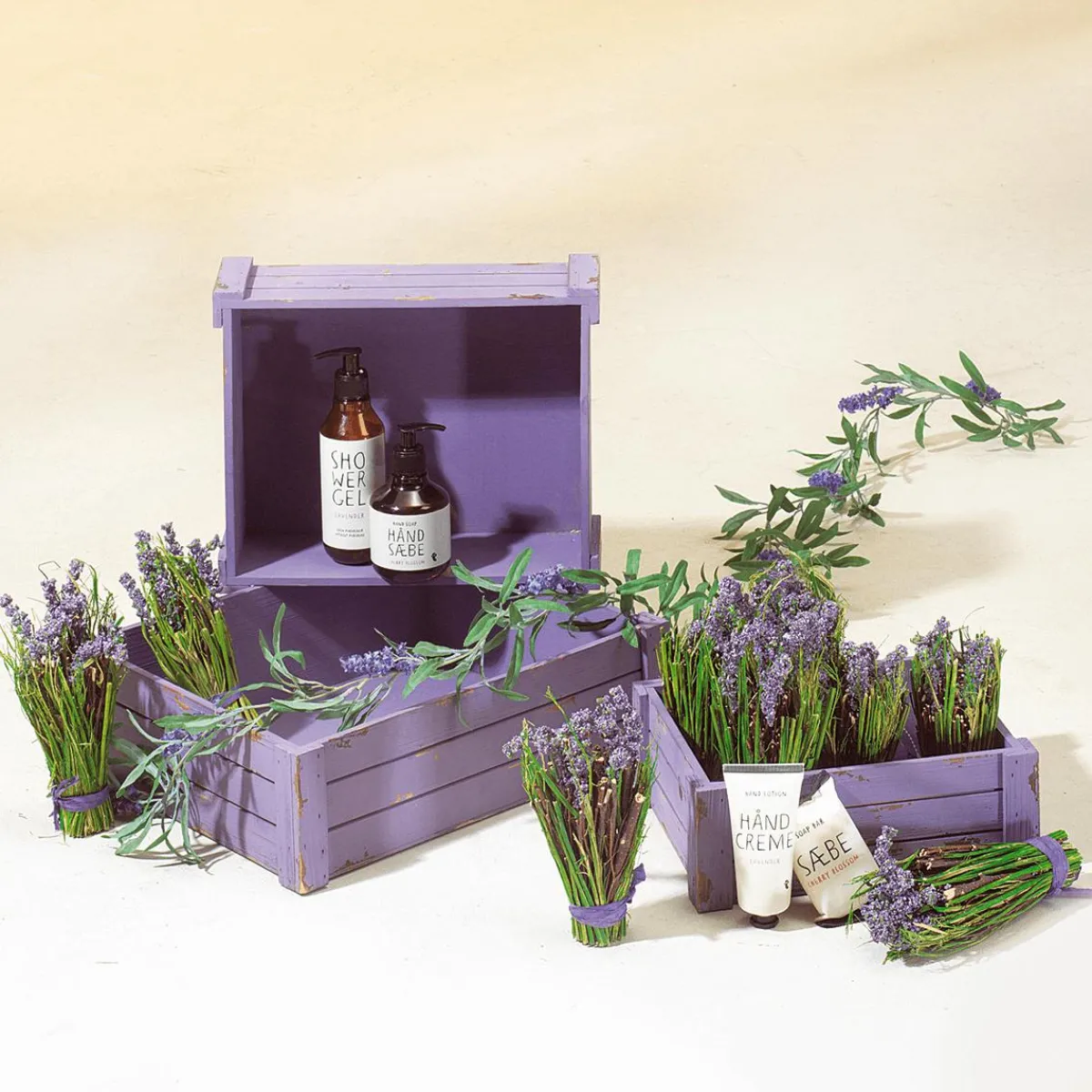 Sale DecoWoerner Holzkisten-Satz, Lila violett