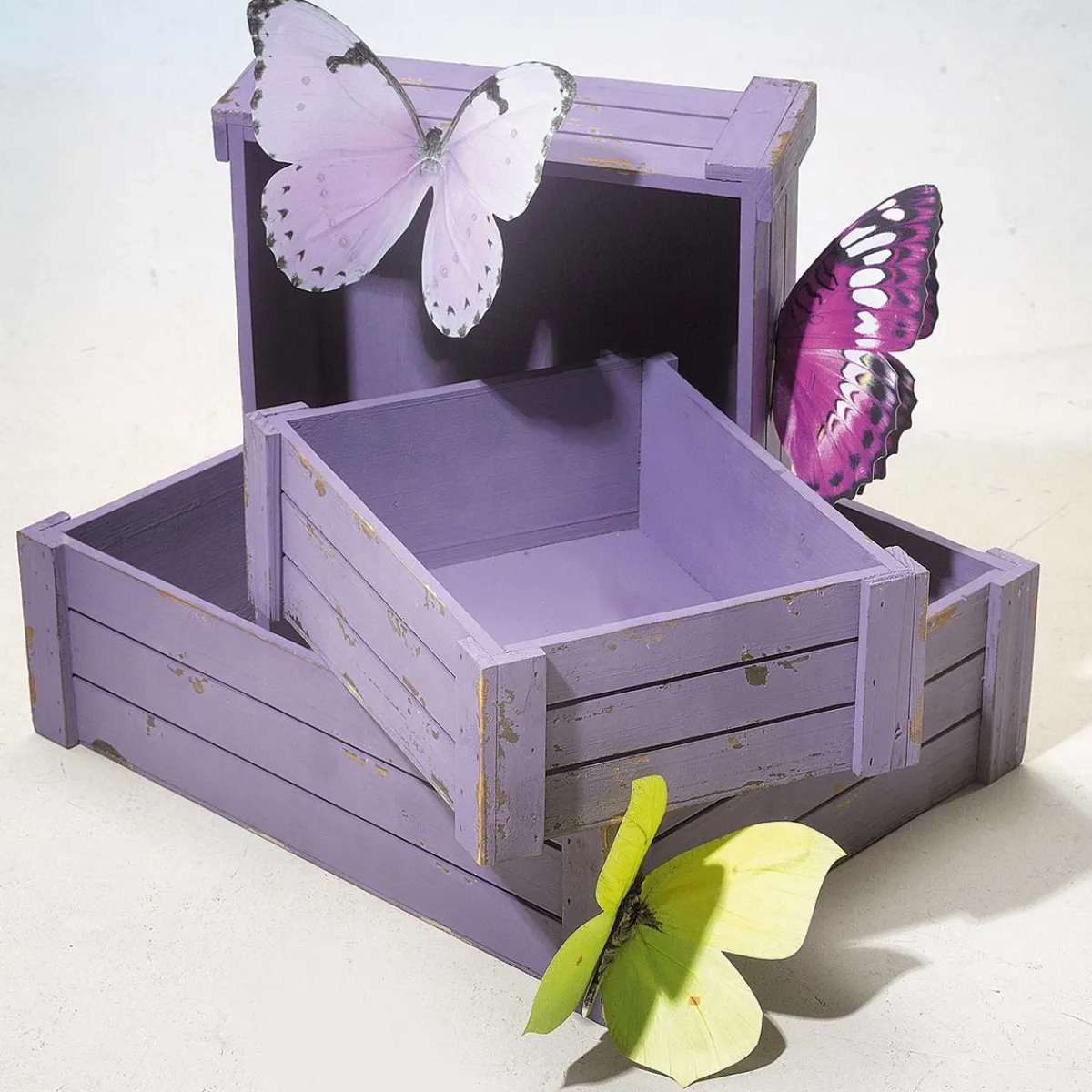 Sale DecoWoerner Holzkisten-Satz, Lila violett
