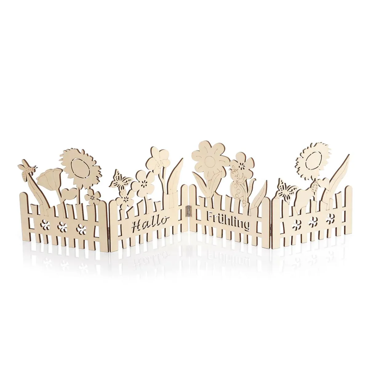 Discount DecoWoerner Holz-Zaun-Aufsteller Sommer-Blumen-Silhouetten, 81 Cm braun