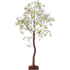 DecoWoerner Kirschblüten-Kunstbaum Mit Standplatte 120 Cm weiß