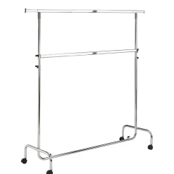 Best DecoWoerner Kleiderständer Mit Rollen Höhenverstellbar 150 Cm silber