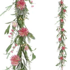 New DecoWoerner Künstliche Dahlien-Girlande Kunstranke 158 Cm rosa