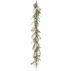 New DecoWoerner Künstliche Dahlien-Girlande Kunstranke 158 Cm rosa