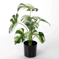 Hot DecoWoerner Künstliche Deko Monstera Topfpflanze Deliciosa Albo Variegata 37 Cm grün