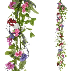Discount DecoWoerner Künstliche Feldblumen-Girlande Blumen-Ranke Rosa Lila 158 Cm mehrfarbig