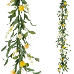 New DecoWoerner Künstliche Feldblumen-Girlande Kunstranke 158 Cm gelb