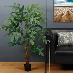 New DecoWoerner Künstliche Fischschwanz-Palme Fishtail-Kunstpflanze 135 Cm grün