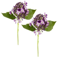 Discount DecoWoerner Künstliche Hortensien Blumen Lila, 39 Cm, 2 Stück violett