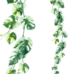 New DecoWoerner Künstliche Philoranke Variegata Monstera-Girlande 180 Cm grün