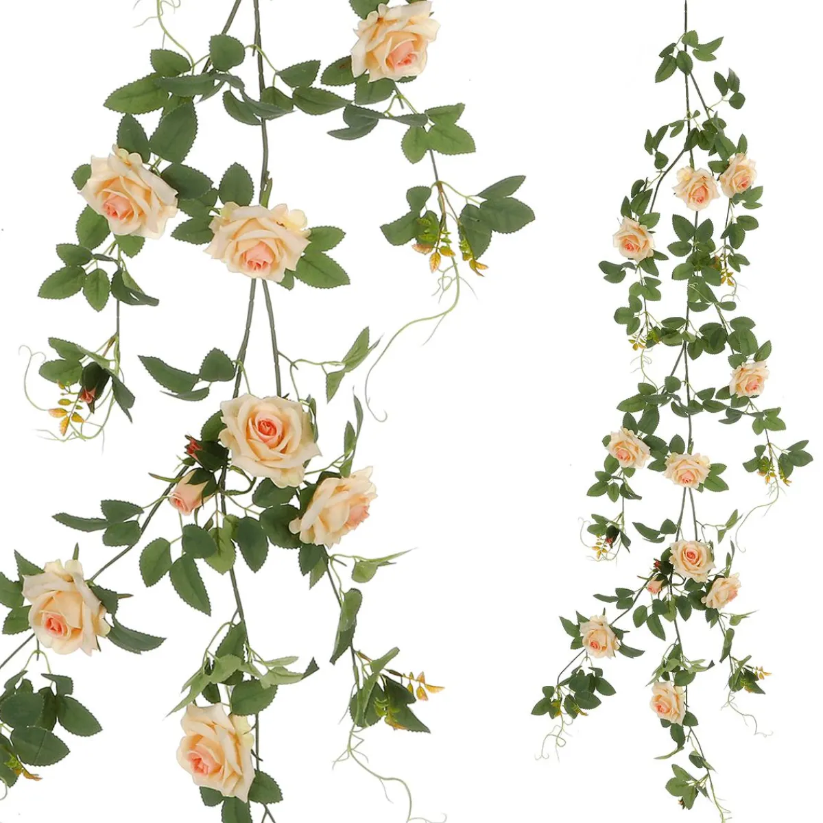 Outlet DecoWoerner Künstliche Rosenranke Apricot 125 Cm Mit Haken orange