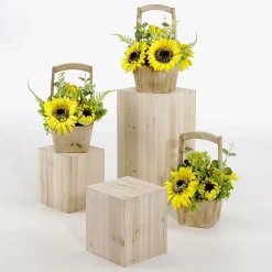 DecoWoerner Künstliche Sonnenblumen Im Korb 31 Cm gelb