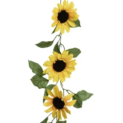 DecoWoerner Künstliche Sonnenblumen-Girlande Kunstranke 150 Cm gelb