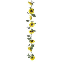 DecoWoerner Künstliche Sonnenblumen-Girlande Kunstranke 150 Cm gelb
