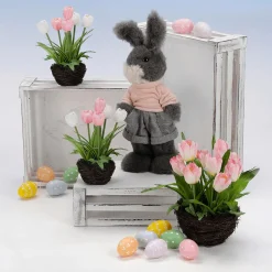 Sale DecoWoerner Künstliche Tulpen Im Korb - Weiß , 20 Cm rosa