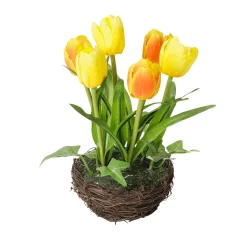 Clearance DecoWoerner Künstliche Tulpen Im Korb Gelb, 20 Cm orange