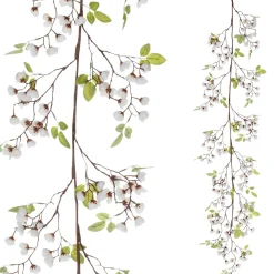 New DecoWoerner Künstliche e Kirschblüten-Girlande 140 Cm weiß