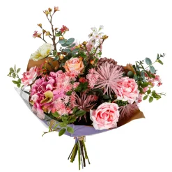 Best DecoWoerner Künstlicher Blumenstrauß-Mix Mit Rosen, Hortensien Und Wiesenblumen 75 Cm rosa