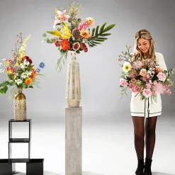 Best DecoWoerner Künstlicher Blumenstrauß-Mix Mit Rosen, Hortensien Und Wiesenblumen 75 Cm rosa