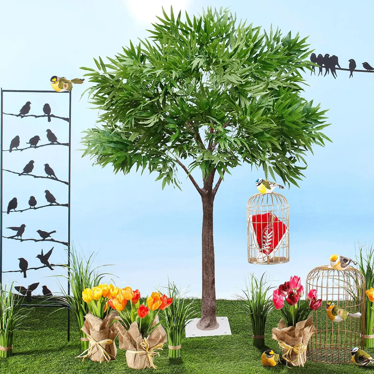 Outlet DecoWoerner Künstlicher Ficus Alii-Baum 170 Cm grün