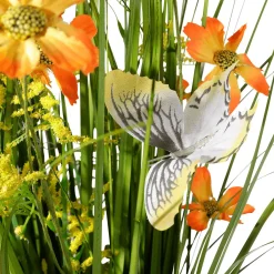 Clearance DecoWoerner Künstlicher Grasbund Mit Blüten 67 Cm orange