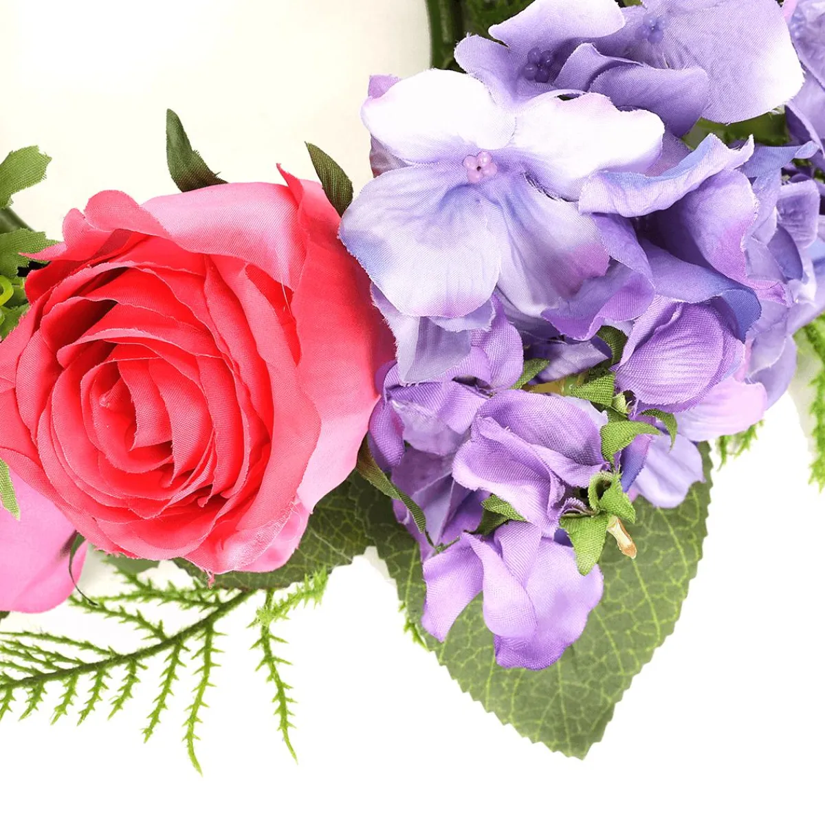 Hot DecoWoerner Künstlicher Hortensien-Rosen-Blumen-Türkranz Lila Rot 30 Cm Ø violett