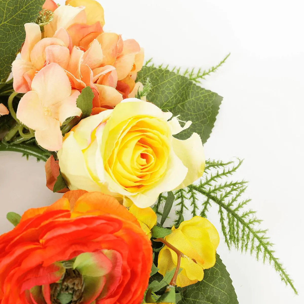 Sale DecoWoerner Künstlicher Hortensien-Rosen-Blumen-Türkranz 30 Cm Ø orange