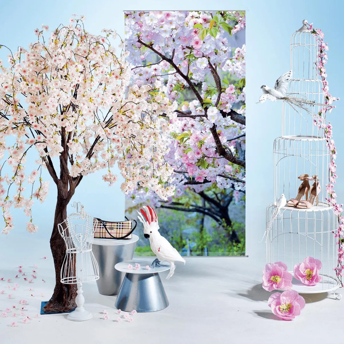 Outlet DecoWoerner Künstlicher Kirschblüten Baum Weiß - Rosè, 150 Cm rosa