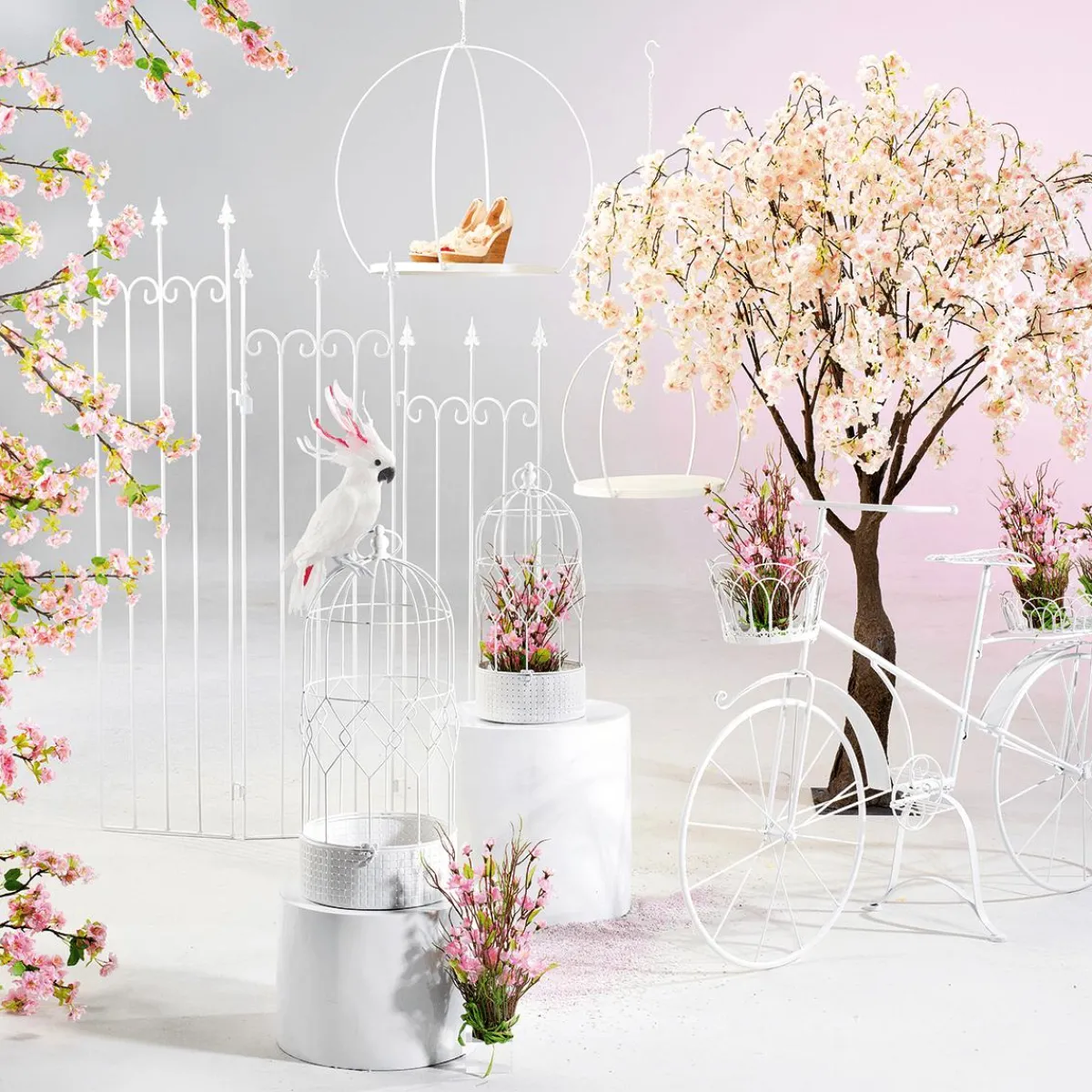 Outlet DecoWoerner Künstlicher Kirschblüten Baum Weiß - Rosè, 150 Cm rosa